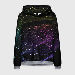 Толстовка-худи мужская Неоновые светящиеся линии и точки, цвет: 3D-меланж