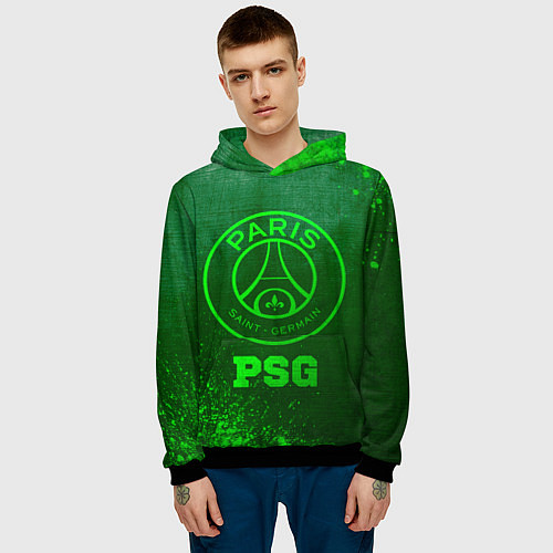 Мужская толстовка PSG - green gradient / 3D-Черный – фото 3