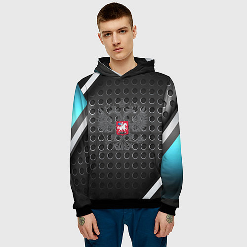 Мужская толстовка Россия герб карбон / 3D-Черный – фото 3