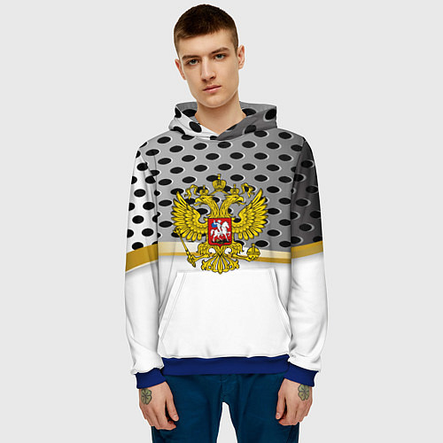 Мужская толстовка Россия броня герб / 3D-Синий – фото 3