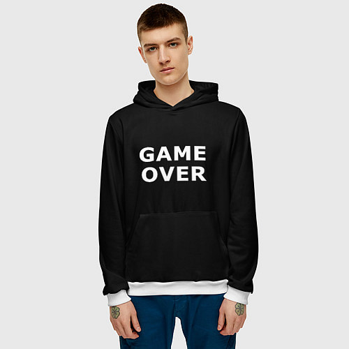 Мужская толстовка Game over white logo / 3D-Белый – фото 3