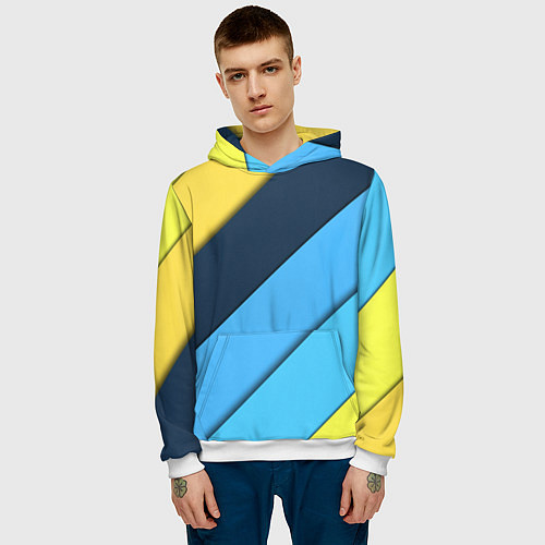 Мужская толстовка Линии геометрия / 3D-Белый – фото 3