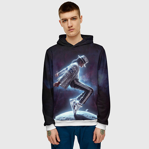 Мужская толстовка Michael Jackson on the moon / 3D-Белый – фото 3