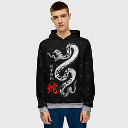 Толстовка-худи мужская Змея с черепами, цвет: 3D-меланж — фото 2