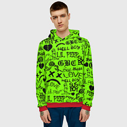 Толстовка-худи мужская Lil Peep кислотный паттерн, цвет: 3D-красный — фото 2