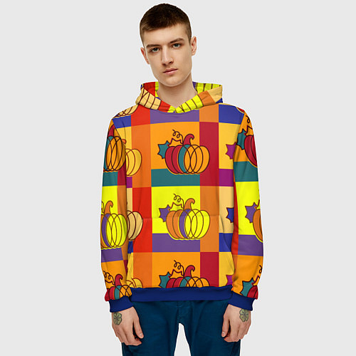 Мужская толстовка Тыква разноцветная / 3D-Синий – фото 3