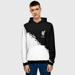 Толстовка-худи мужская Liverpool fc белые краски, цвет: 3D-черный — фото 2