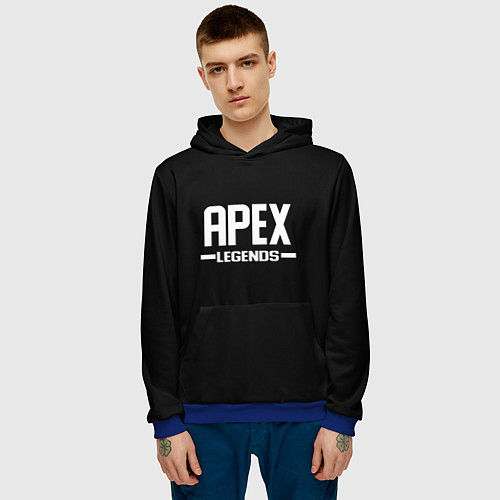 Мужская толстовка Apex legends logo white / 3D-Синий – фото 3