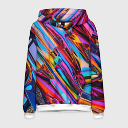 Толстовка-худи мужская Разноцветная фольга, цвет: 3D-белый