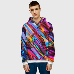 Толстовка-худи мужская Разноцветная фольга, цвет: 3D-белый — фото 2