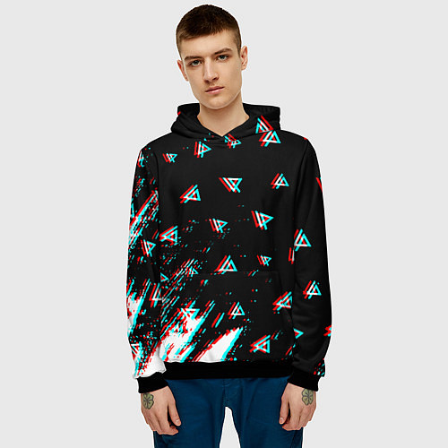 Мужская толстовка Linkin park glitch patern / 3D-Черный – фото 3
