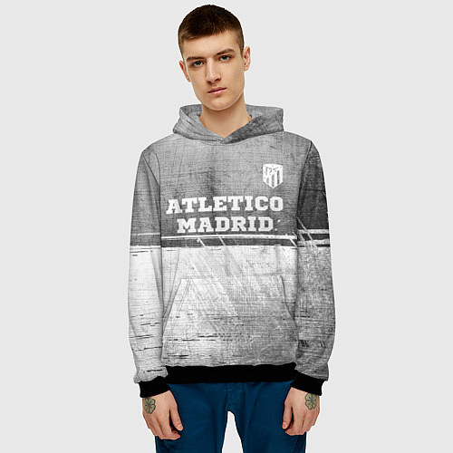 Мужская толстовка Atletico Madrid - grey gradient посередине / 3D-Черный – фото 3