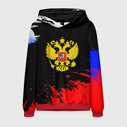 Толстовка-худи мужская Триколор Россия герб, цвет: 3D-красный
