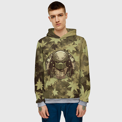 Мужская толстовка Хищник в шарфе / 3D-Меланж – фото 3