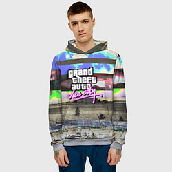 Толстовка-худи мужская Vice city glitch, цвет: 3D-меланж — фото 2