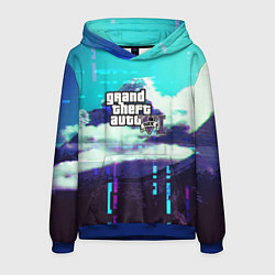Толстовка-худи мужская GTA6 glitch pattern, цвет: 3D-синий
