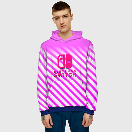 Мужская толстовка Nintendo pink line / 3D-Синий – фото 3