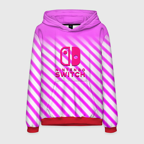 Мужская толстовка Nintendo pink line / 3D-Красный – фото 1
