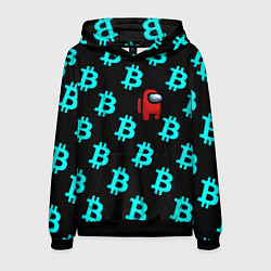 Толстовка-худи мужская Among us биткоин, цвет: 3D-черный