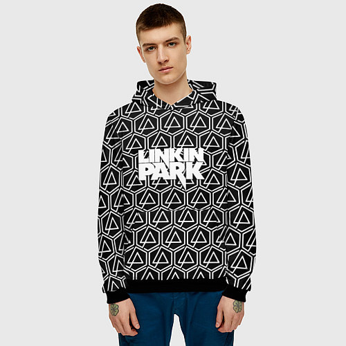 Мужская толстовка Linkin park pattern / 3D-Черный – фото 3