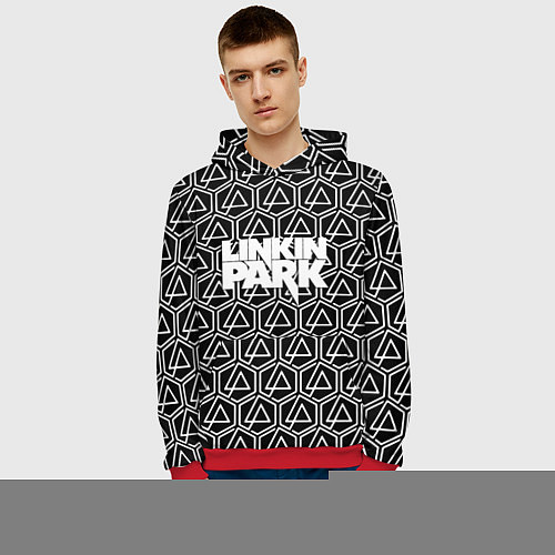 Мужская толстовка Linkin park pattern / 3D-Красный – фото 3