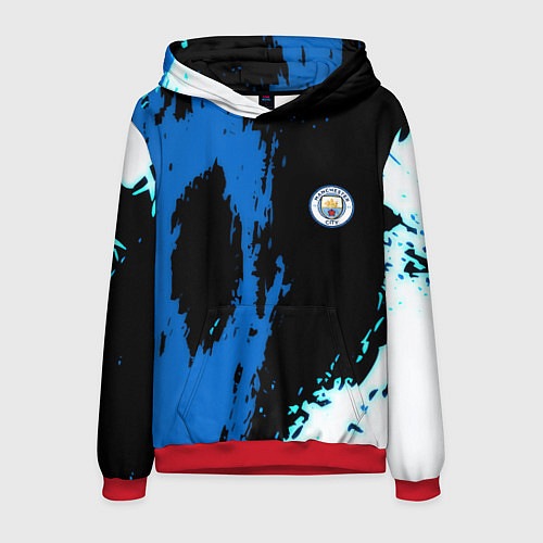 Мужская толстовка Манчестер сити краски абстрактные / 3D-Красный – фото 1