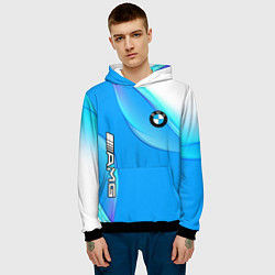 Толстовка-худи мужская BMW abstrac line steel, цвет: 3D-черный — фото 2