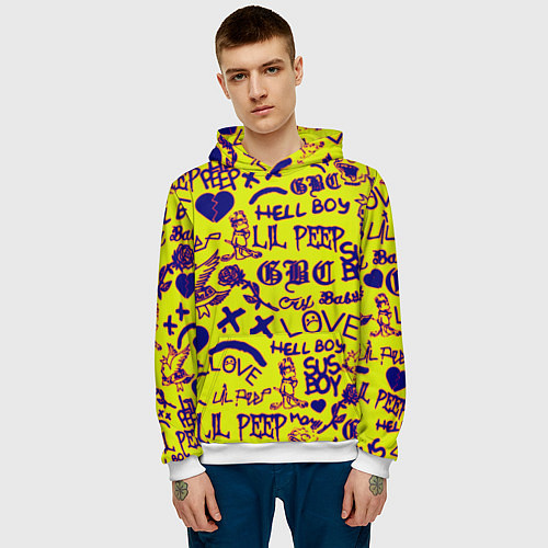 Мужская толстовка Lil peep rap pattern / 3D-Белый – фото 3