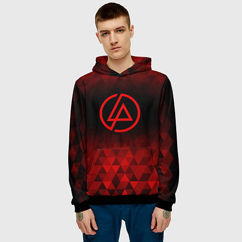 Мужская толстовка Linkin Park red poly / 3D-Черный – фото 3