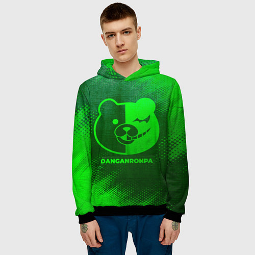 Мужская толстовка Danganronpa - green gradient / 3D-Черный – фото 3