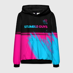 Толстовка-худи мужская Stumble Guys - neon gradient посередине, цвет: 3D-черный