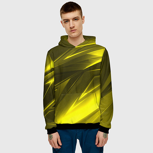 Мужская толстовка Gold stripes abstraction / 3D-Черный – фото 3