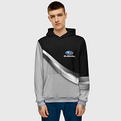 Толстовка-худи мужская Subaru metal steel, цвет: 3D-меланж — фото 2