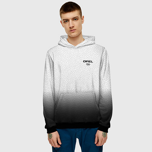 Мужская толстовка Opel с эмблемой градиент чёрно-белый / 3D-Черный – фото 3