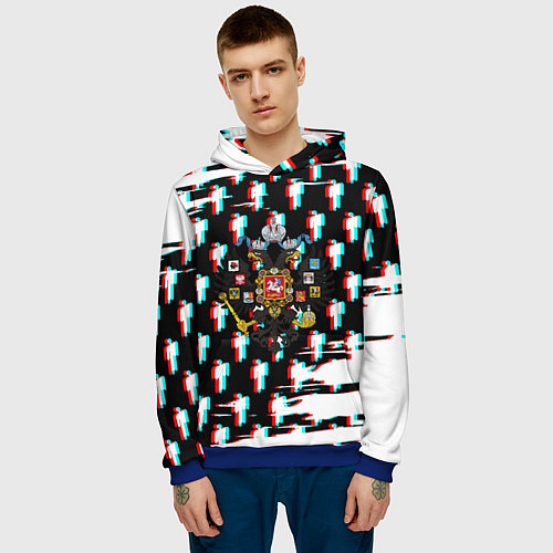 Мужская толстовка Имперская Россия будущего глитч / 3D-Синий – фото 3