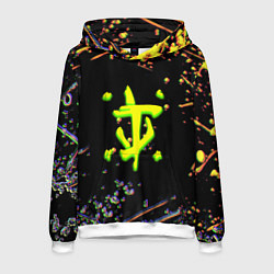 Толстовка-худи мужская Doom кислотное лого глитч, цвет: 3D-белый