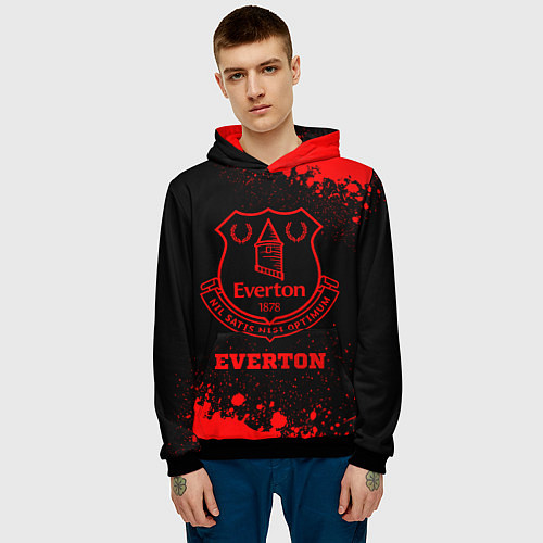 Мужская толстовка Everton - red gradient / 3D-Черный – фото 3