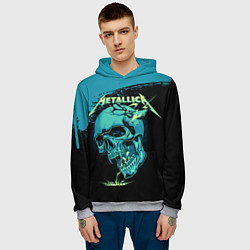 Толстовка-худи мужская Metallica - молния пробивает череп, цвет: 3D-меланж — фото 2