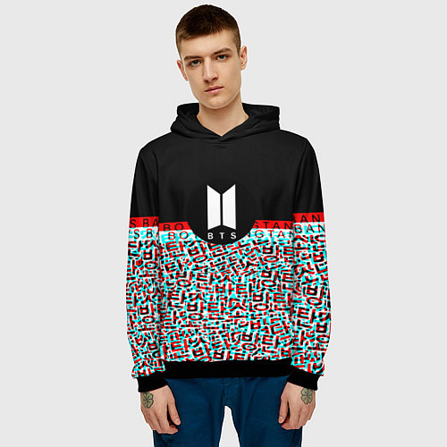 Мужская толстовка BTS glitch / 3D-Черный – фото 3