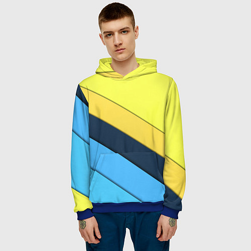 Мужская толстовка Геометрия полосы спорт / 3D-Синий – фото 3