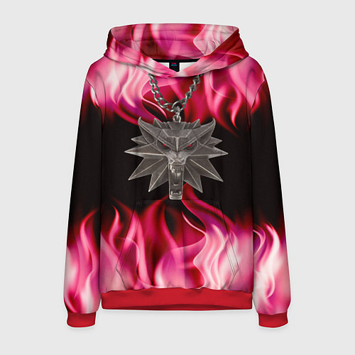 Мужская толстовка Ведьмак медальён в огне / 3D-Красный – фото 1