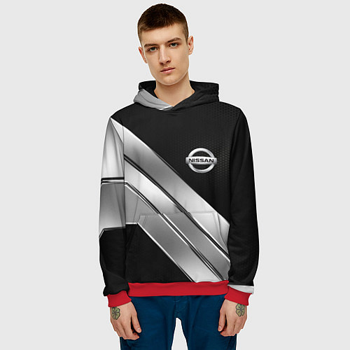 Мужская толстовка Nissan metal steel auto / 3D-Красный – фото 3