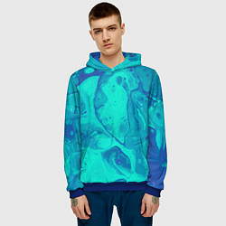 Толстовка-худи мужская Эффект размытых красок, цвет: 3D-синий — фото 2