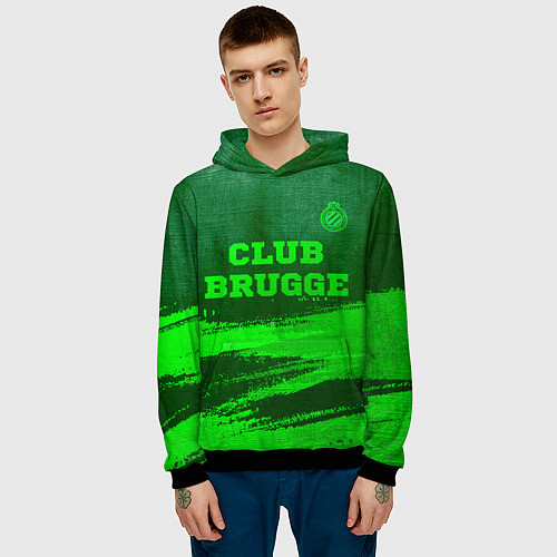 Мужская толстовка Club Brugge - green gradient посередине / 3D-Черный – фото 3