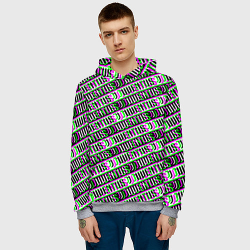 Мужская толстовка Juventus glitch pattern / 3D-Меланж – фото 3