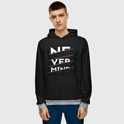 Толстовка-худи мужская Never mind inscription, цвет: 3D-меланж — фото 2