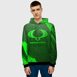 Толстовка-худи мужская SsangYong - green gradient, цвет: 3D-черный — фото 2