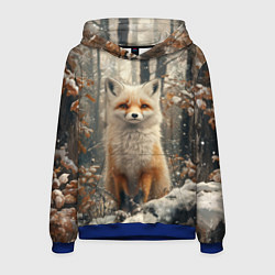 Толстовка-худи мужская Бело-рыжая лиса, цвет: 3D-синий