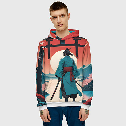 Мужская толстовка Самурай на рассвете / 3D-Белый – фото 3