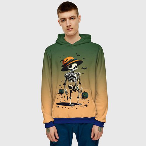 Мужская толстовка Funny skeleton - ai art fantasy / 3D-Синий – фото 3